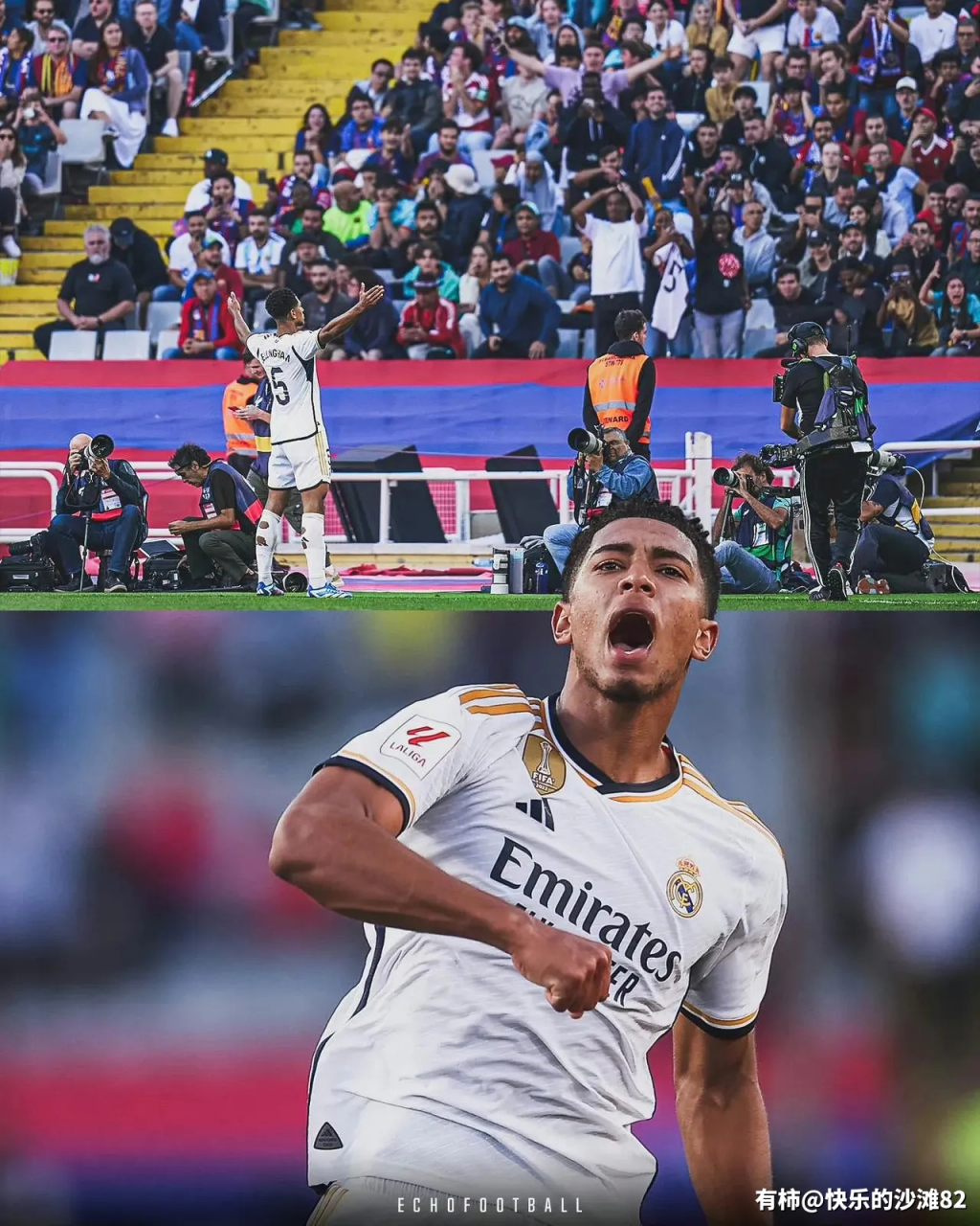 欧洲联赛进行中皇马逆转巴萨，豪取第一